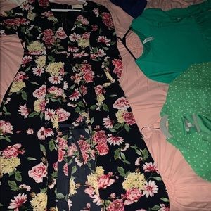 Black overlay romper w/floral print.